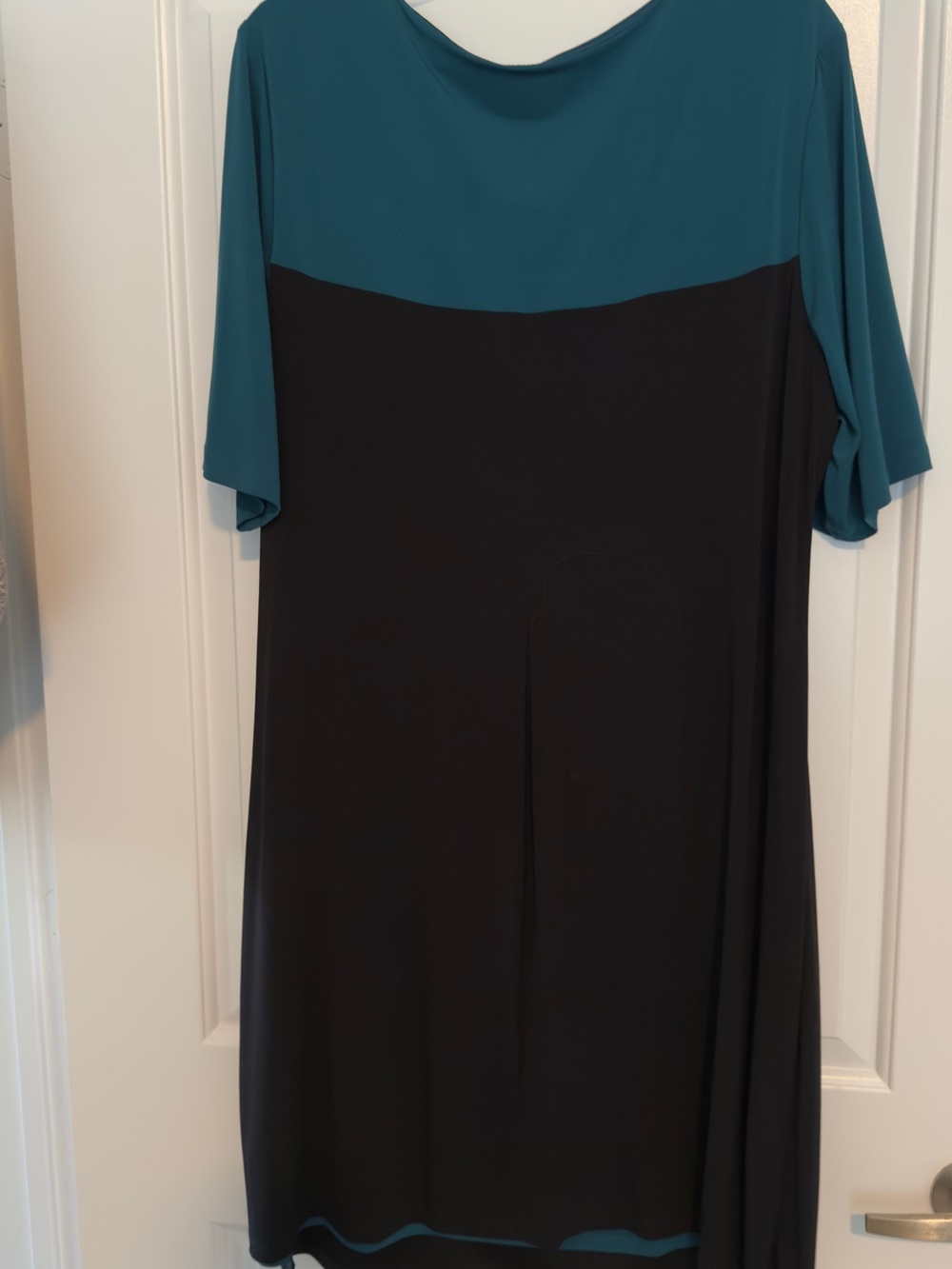 Colorblock Teal and Black Midi Dress for Women